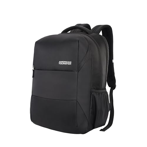 American Tourister Valex Laptop Backpack, 28L & 17" Inch Laptop Compartment, front organiser, bottle holder Backpack Bag For Man And Women, Black