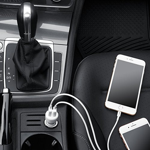 AmazonBasics 4.8 Amp/24W Dual USB Car Charger for Apple and Android Devices, Black