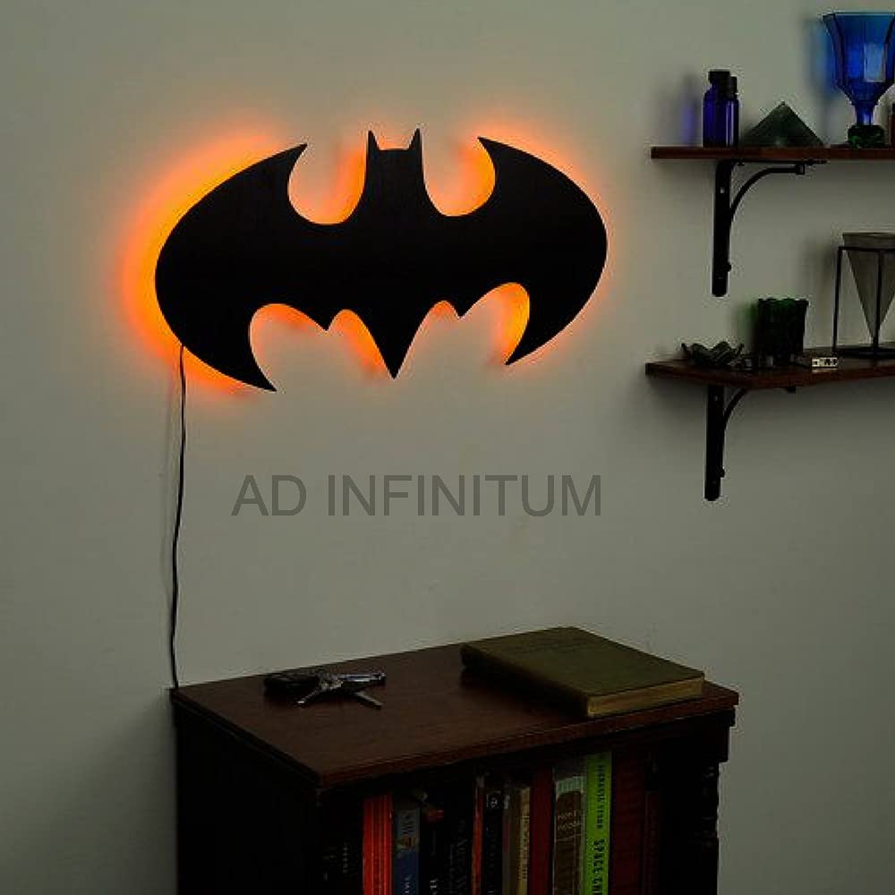 AD INFINITUM LED Wall Lamp, Comic Lover, Bat Cave, Night Lamp, for Gift, Kids Room, Gaming Setup, Gaming Room, Man Cave (Dark_Knight-Multicolor)