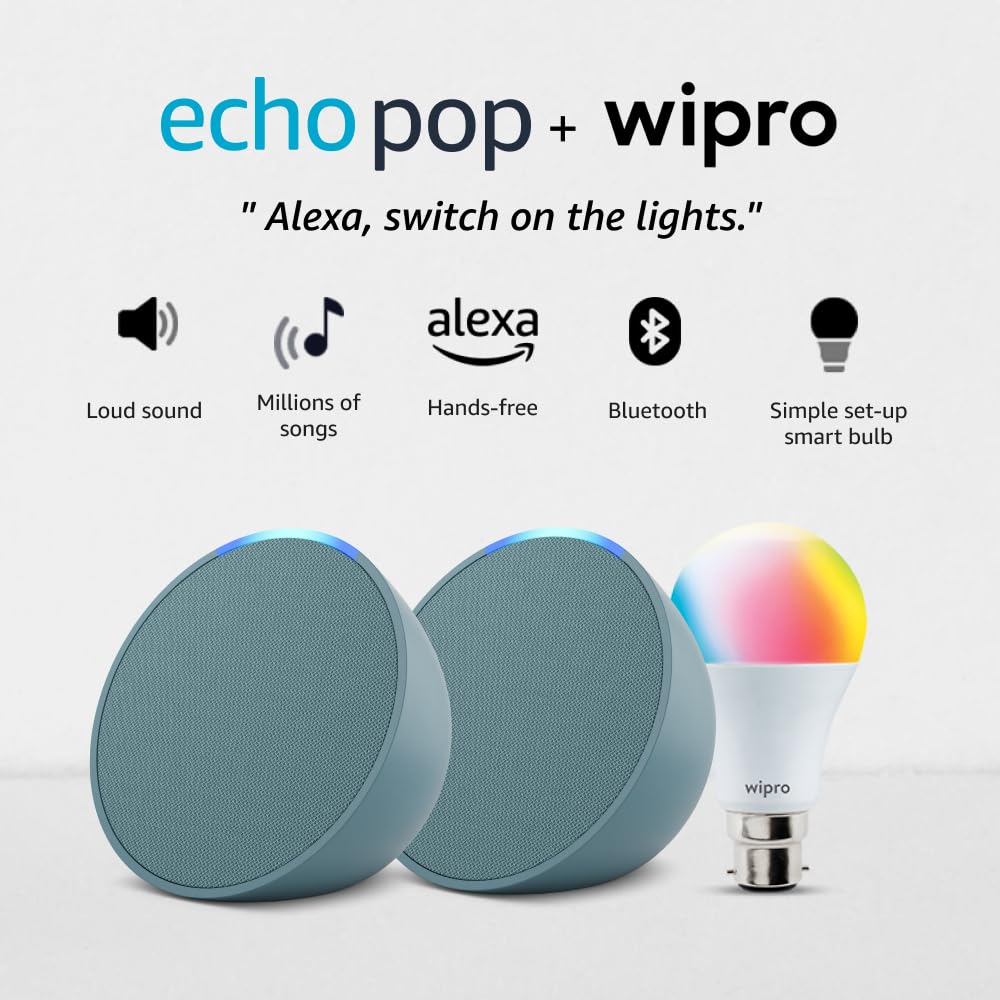 Amazon Echo Pop| Smart speaker with Alexa and Bluetooth| Full sound, balanced bass, crisp vocals| Black