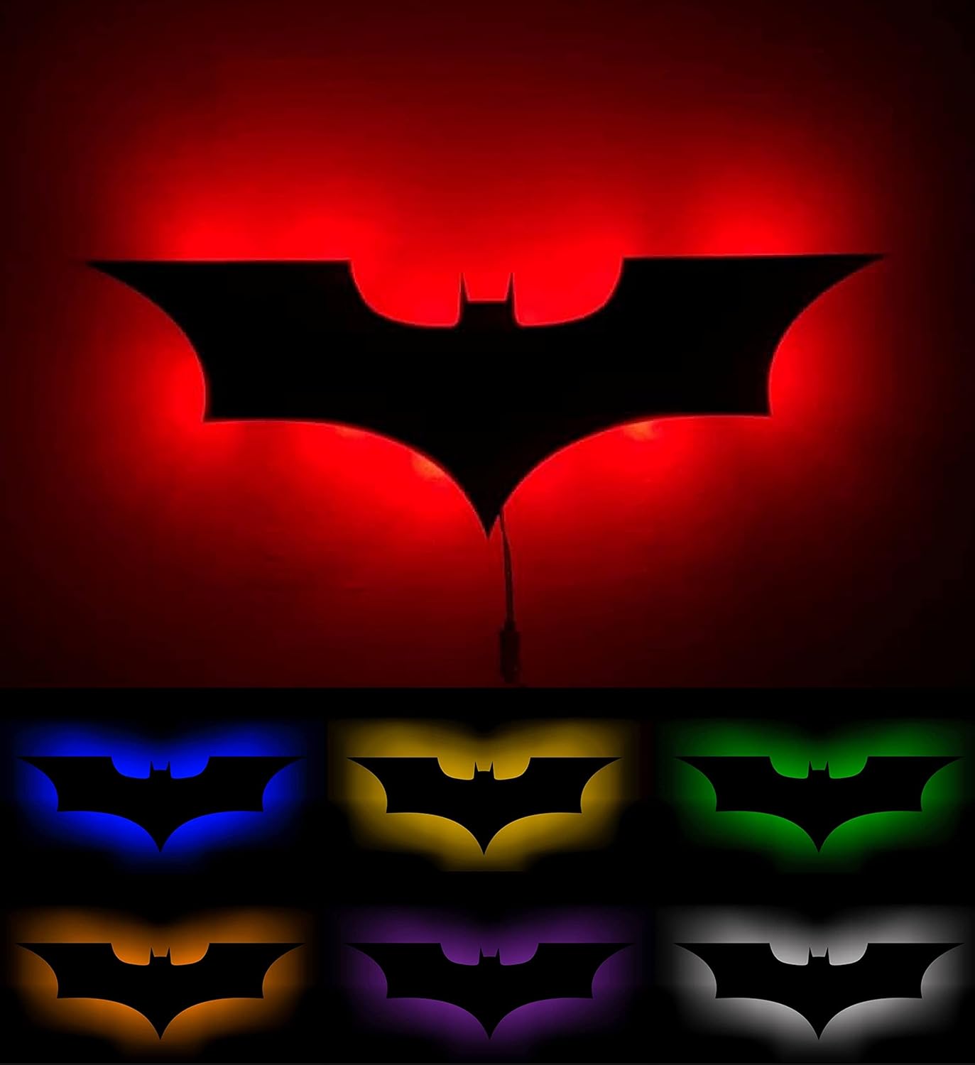 AD INFINITUM LED Wall Lamp, Comic Lover, Bat Cave, Night Lamp, for Gift, Kids Room, Gaming Setup, Gaming Room, Man Cave (Dark_Knight-Multicolor)