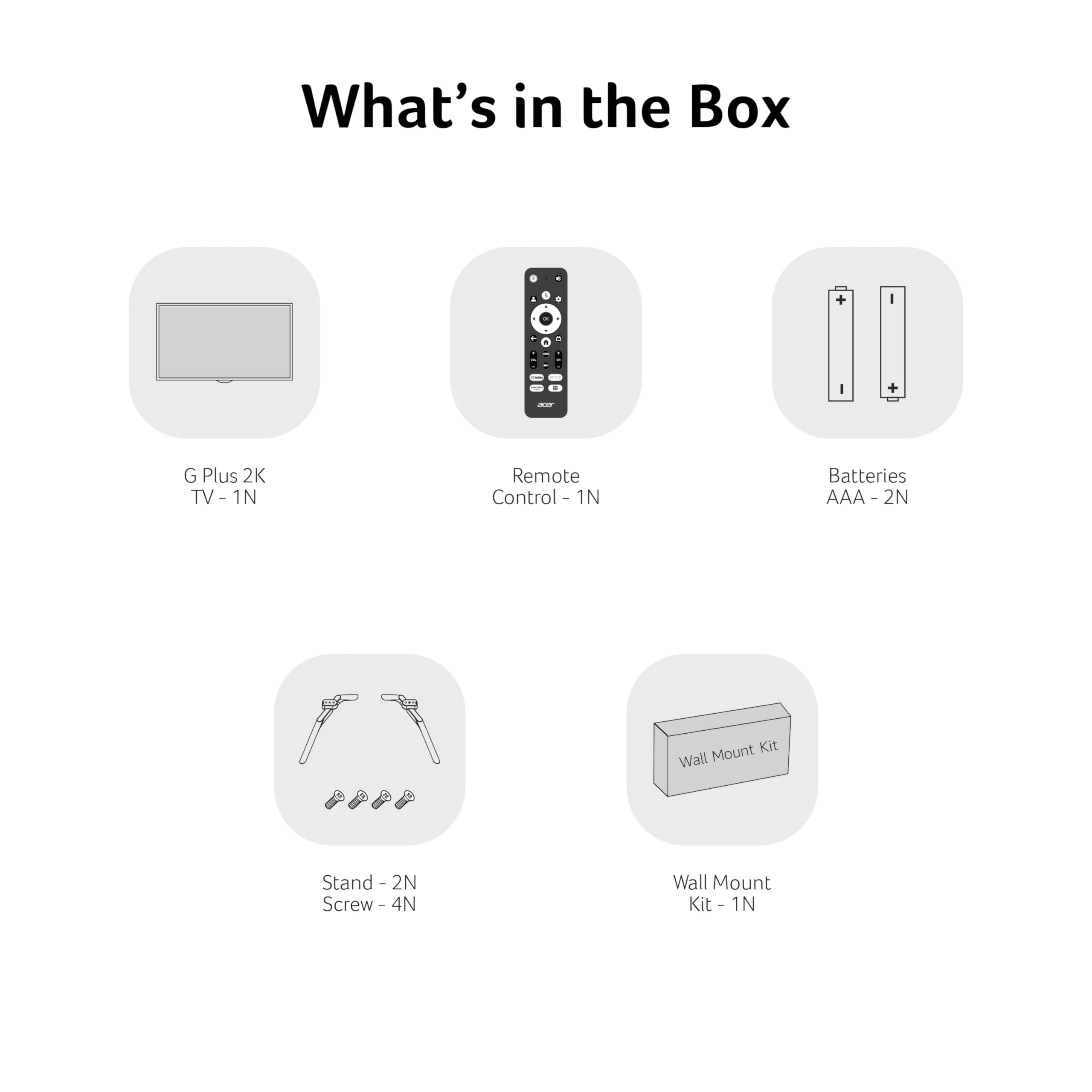 Acer 139 cm (55 inches) G Plus Series 4K Ultra HD LED Smart Google TV AR55UDGGR2851AD