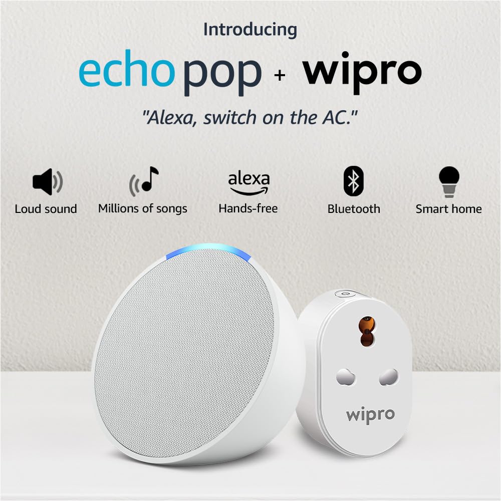 Amazon Echo Pop| Smart speaker with Alexa and Bluetooth| Full sound, balanced bass, crisp vocals| Black