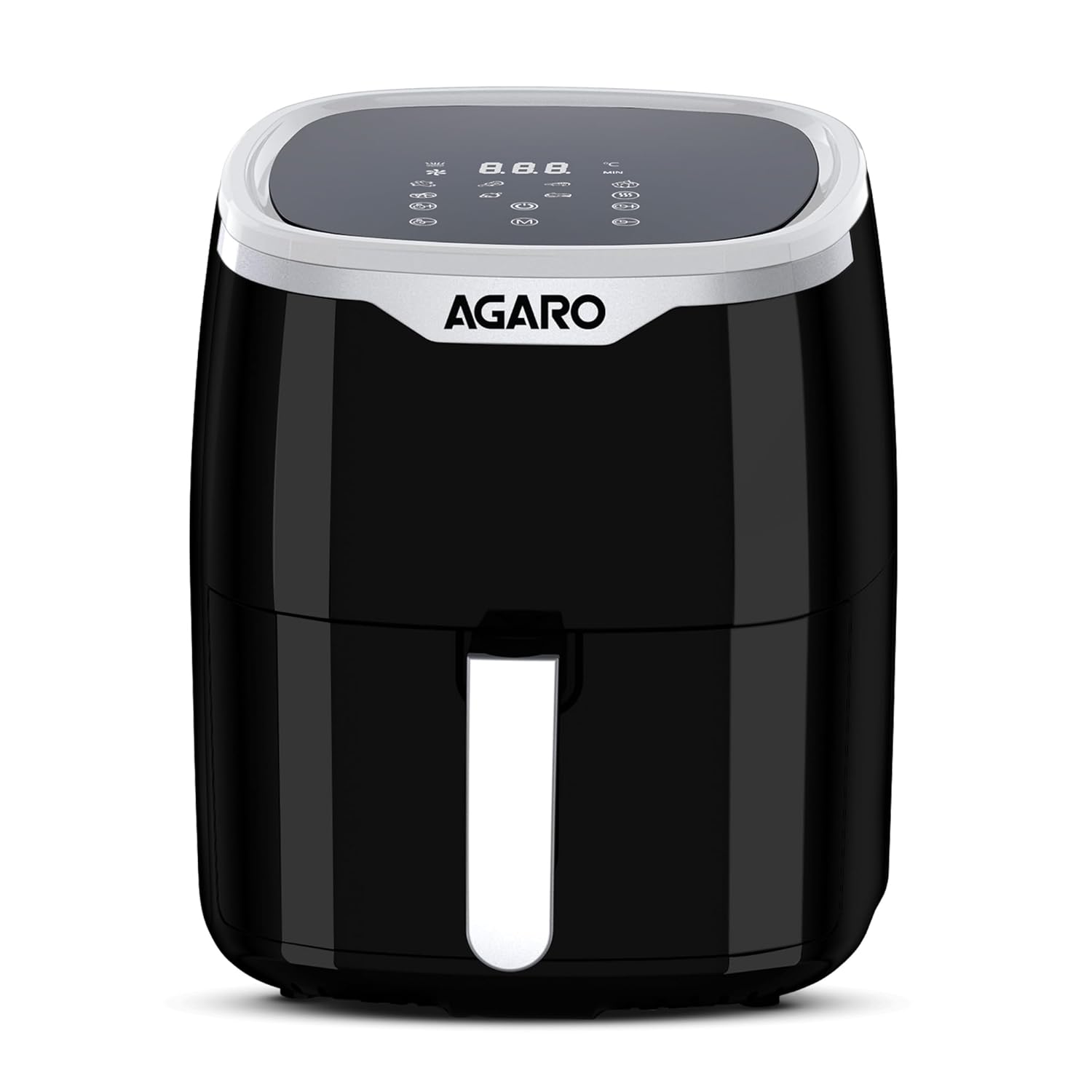 AGARO Galaxy Digital Air Fryer For Home, 4.5L, Electric Air Fryer, Convection Oven, 1400W, 7 Preset Programs & Reheat, 360 Degrees Air Circulation, Digital Touch Display, Bake, Roast, Toast, Black