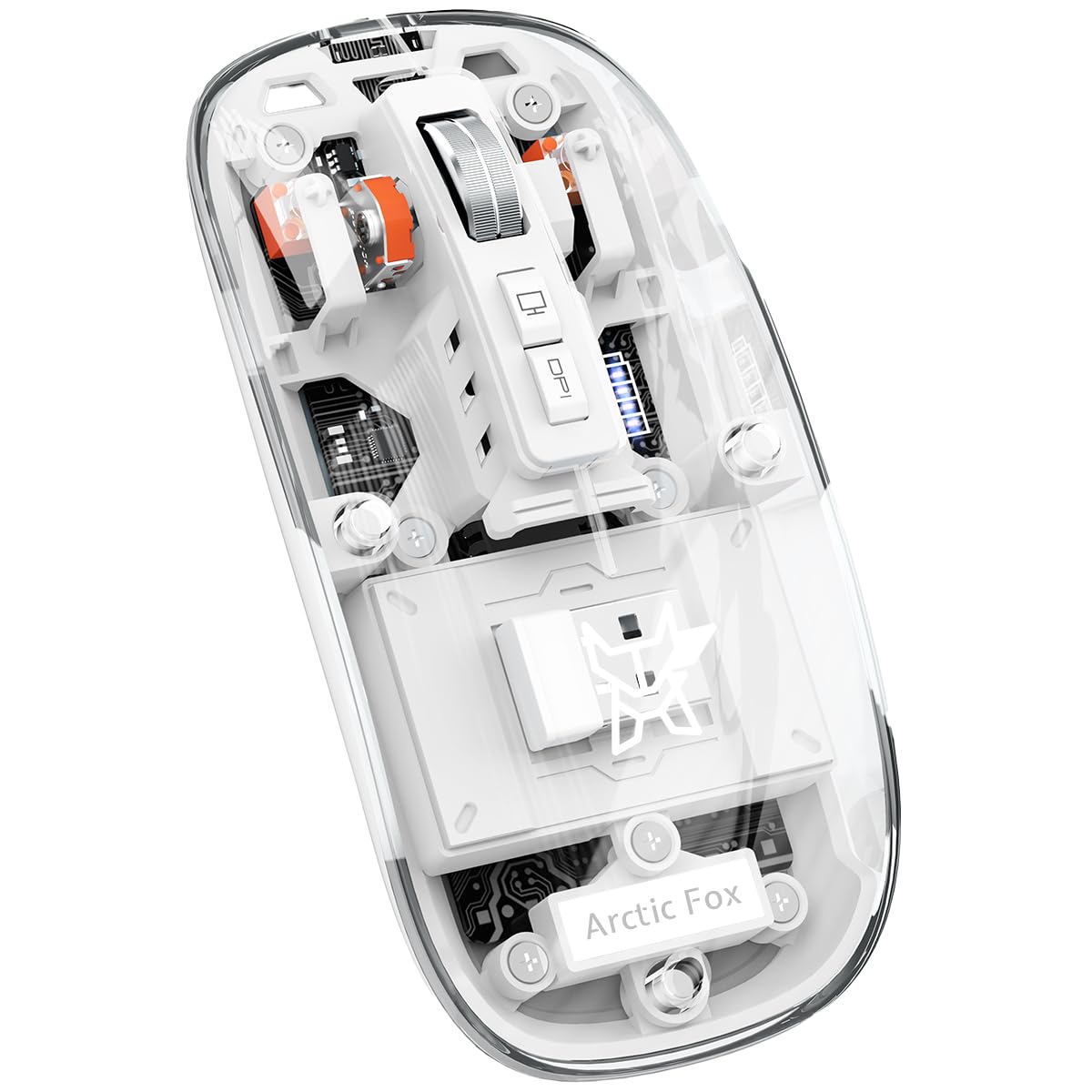 Arctic Fox Pureview Transparent Wireless and Bluetooth Rechargeable Mouse, USB Receiver,LED Battery Magic Silm for Office/PC/Mac/Laptop/Apple/ipad(Space Blue)