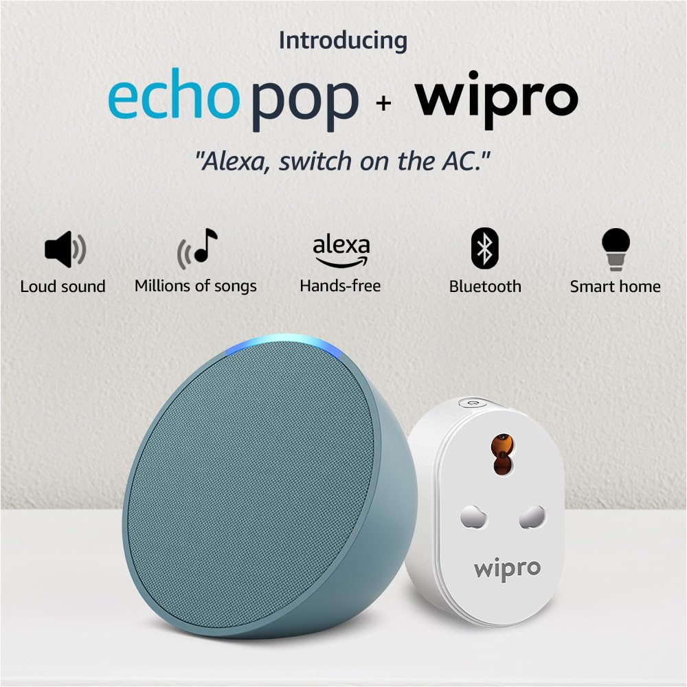 Amazon Echo Pop| Smart speaker with Alexa and Bluetooth| Full sound, balanced bass, crisp vocals| Black