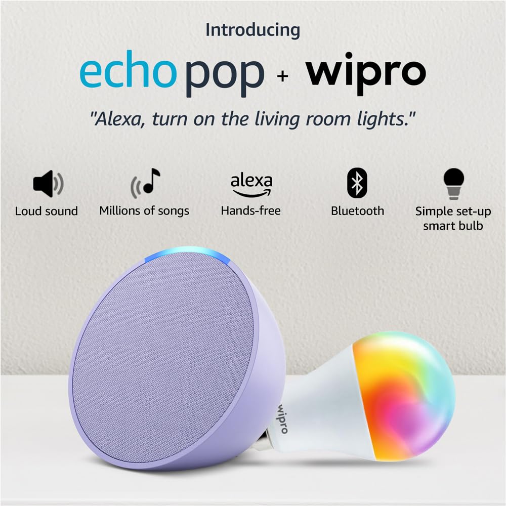 Amazon Echo Pop| Smart speaker with Alexa and Bluetooth| Full sound, balanced bass, crisp vocals| Black