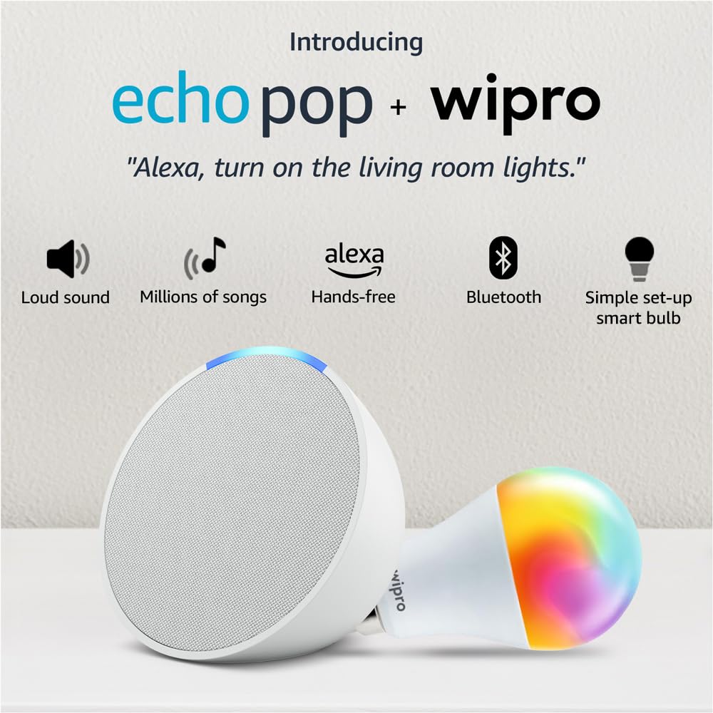 Amazon Echo Pop| Smart speaker with Alexa and Bluetooth| Full sound, balanced bass, crisp vocals| Black