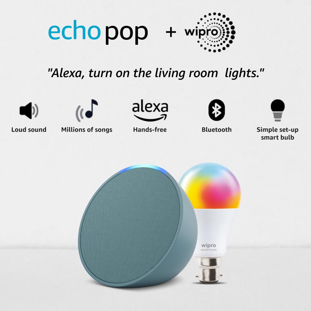 Amazon Echo Pop| Smart speaker with Alexa and Bluetooth| Full sound, balanced bass, crisp vocals| Black