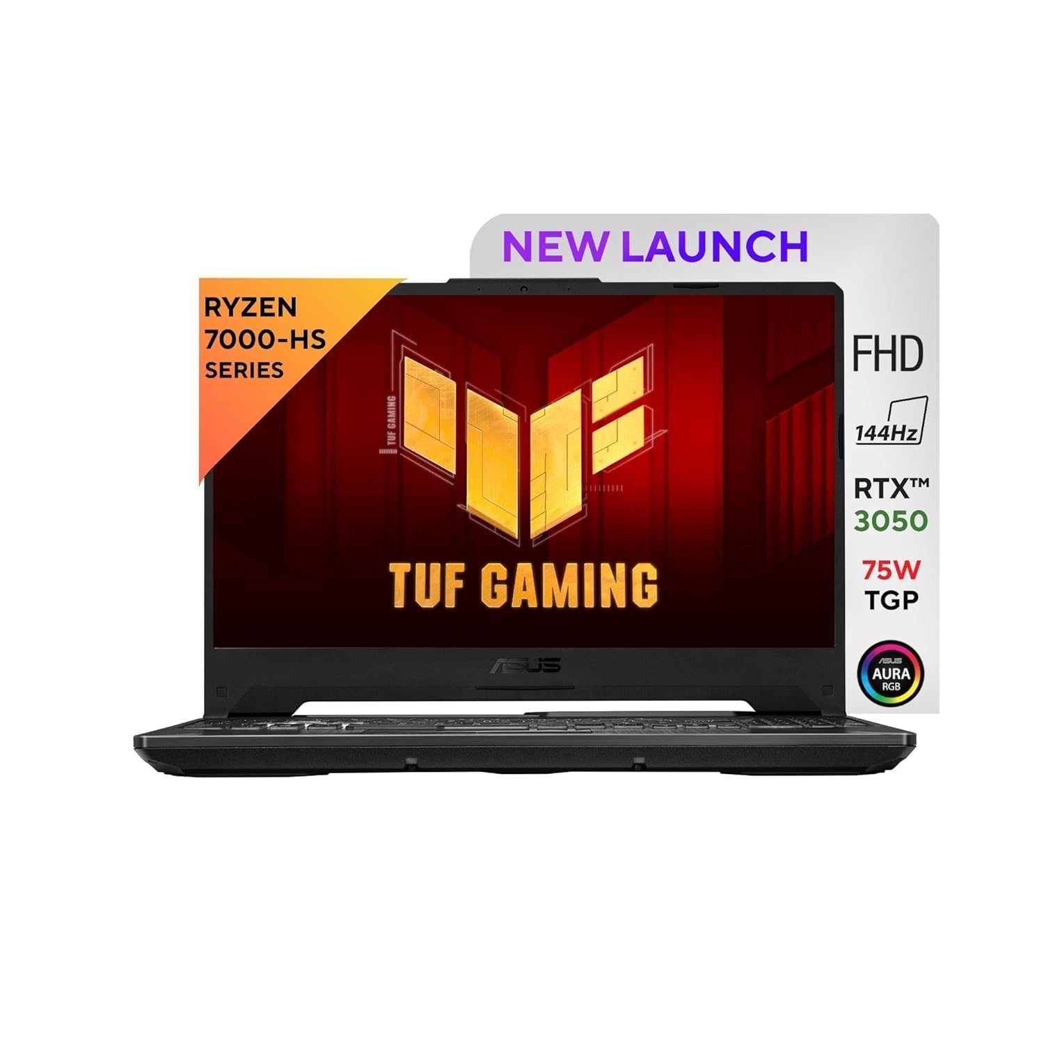ASUS TUF A15 (2025), AMD Ryzen 7 7445HS, Gaming Laptop(RTX 3050,75W TGP,16GB DDR5(Upgradeable Upto 64GB )512GB SSD,FHD,15.6",144Hz,RGB Keyboard,48Whrs,Windows 11,Graphite Black,2.3 Kg) FA506NCG-HN199W