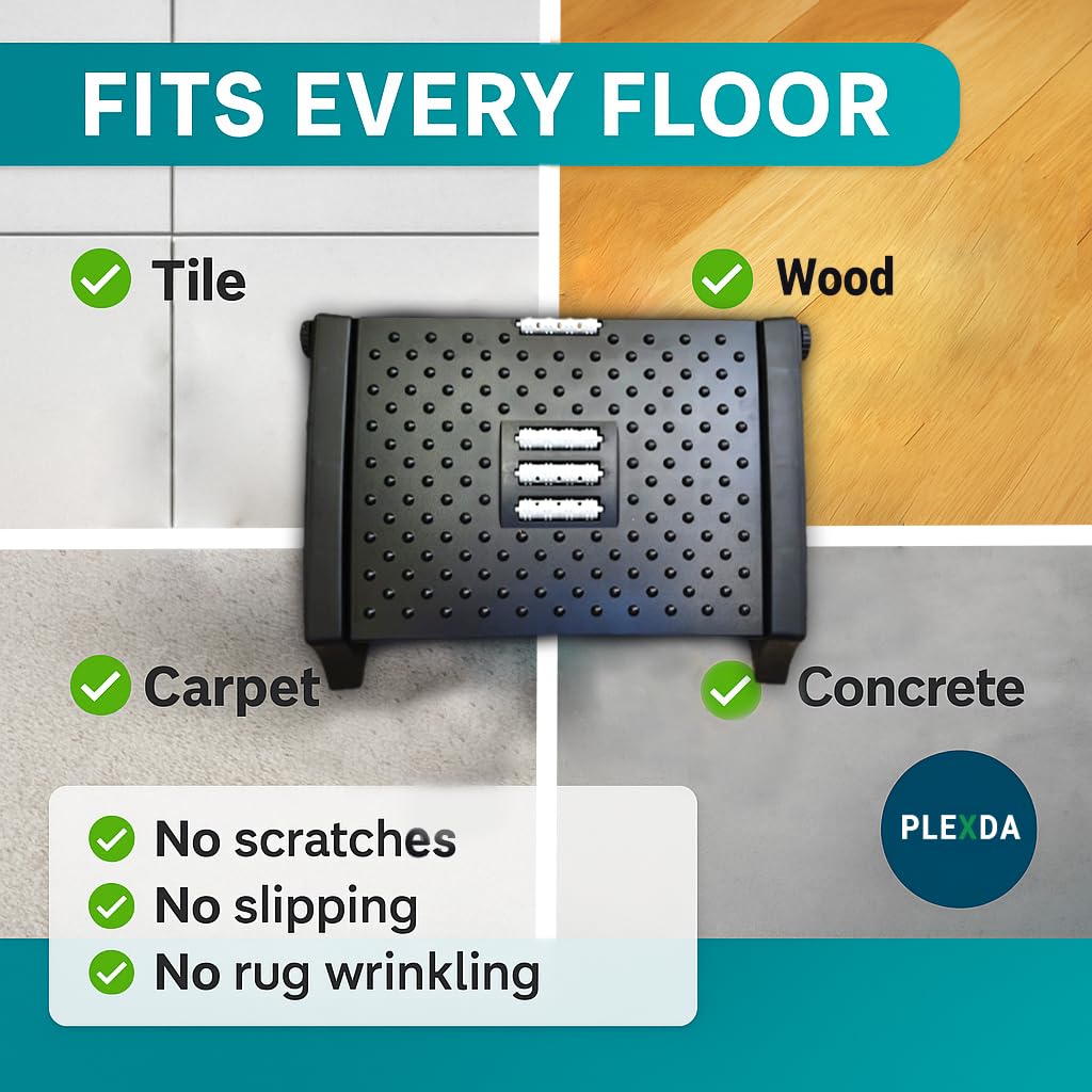 Adjustable Foot Rest for Office Chair with Massage Texture and Roller | Ergonomic Footrest Under Desk with 6 Heights | Leg Resting Stool for Home, Office Table and Sofa (Footrest 2)