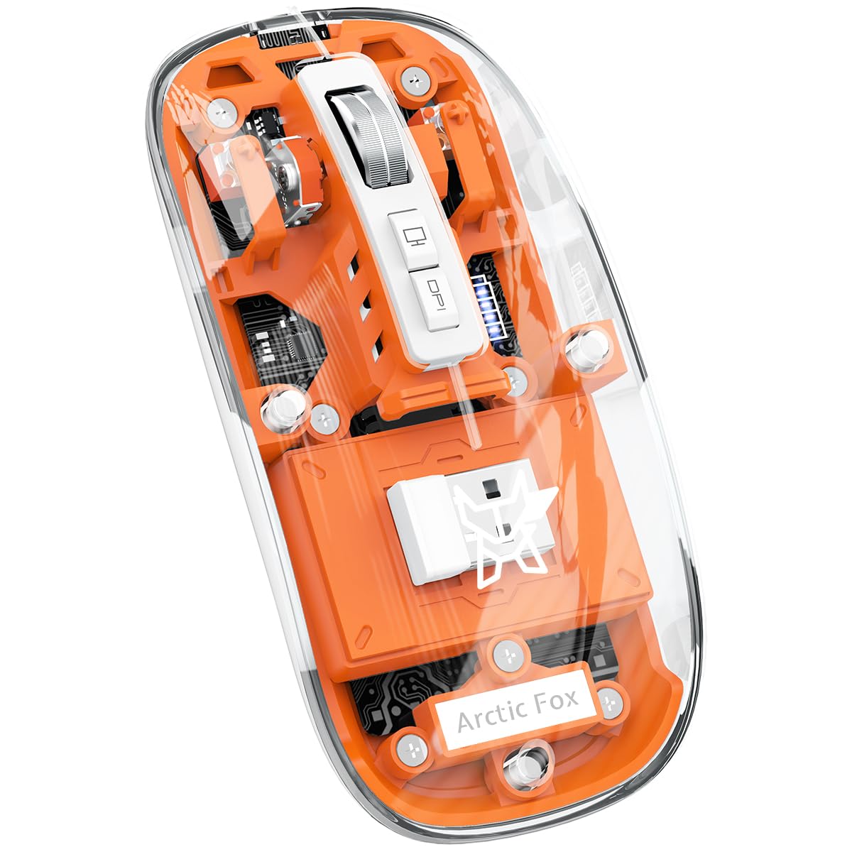 Arctic Fox Pureview Transparent Wireless and Bluetooth Rechargeable Mouse, USB Receiver,LED Battery Magic Silm for Office/PC/Mac/Laptop/Apple/ipad(Space Blue)