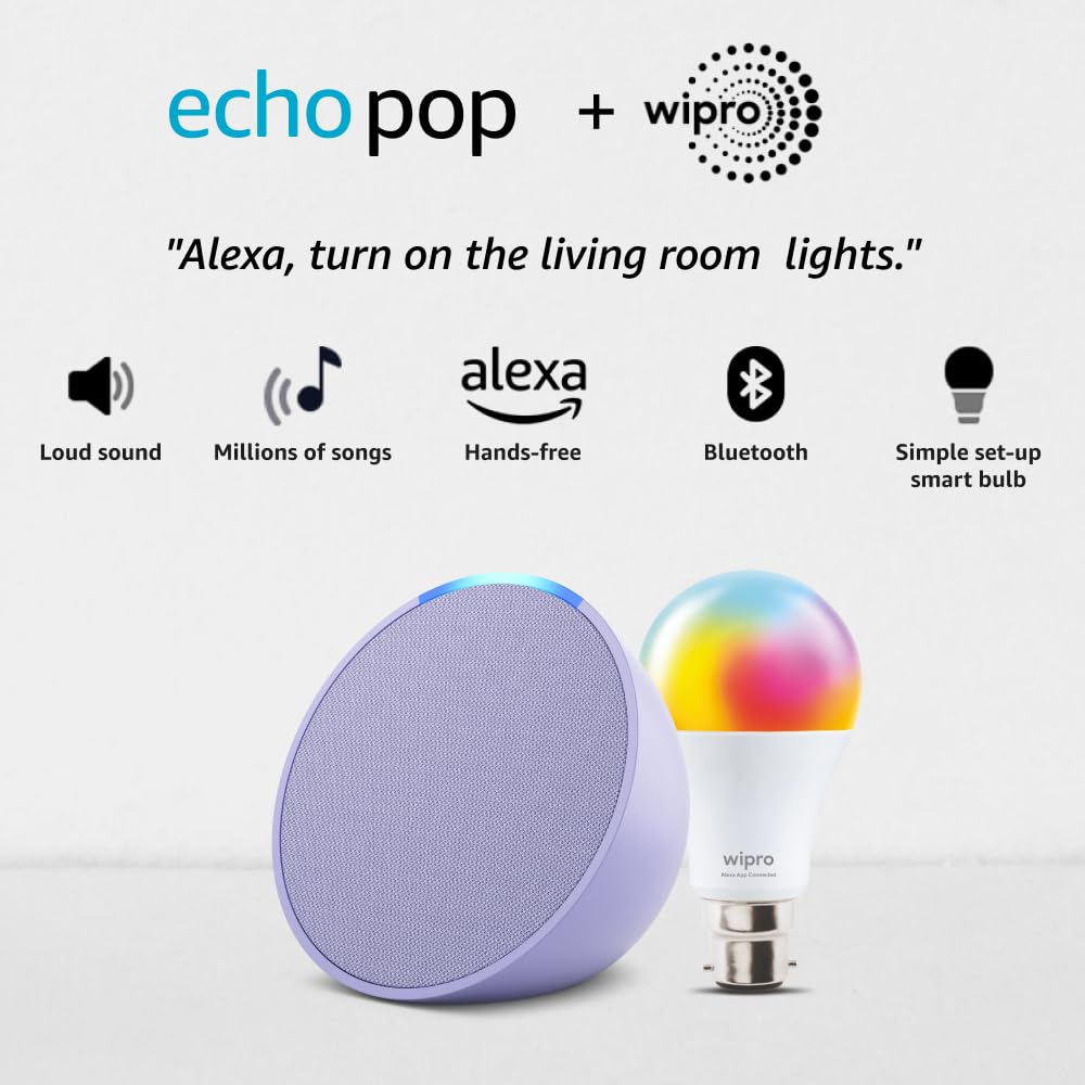 Amazon Echo Pop| Smart speaker with Alexa and Bluetooth| Full sound, balanced bass, crisp vocals| Black