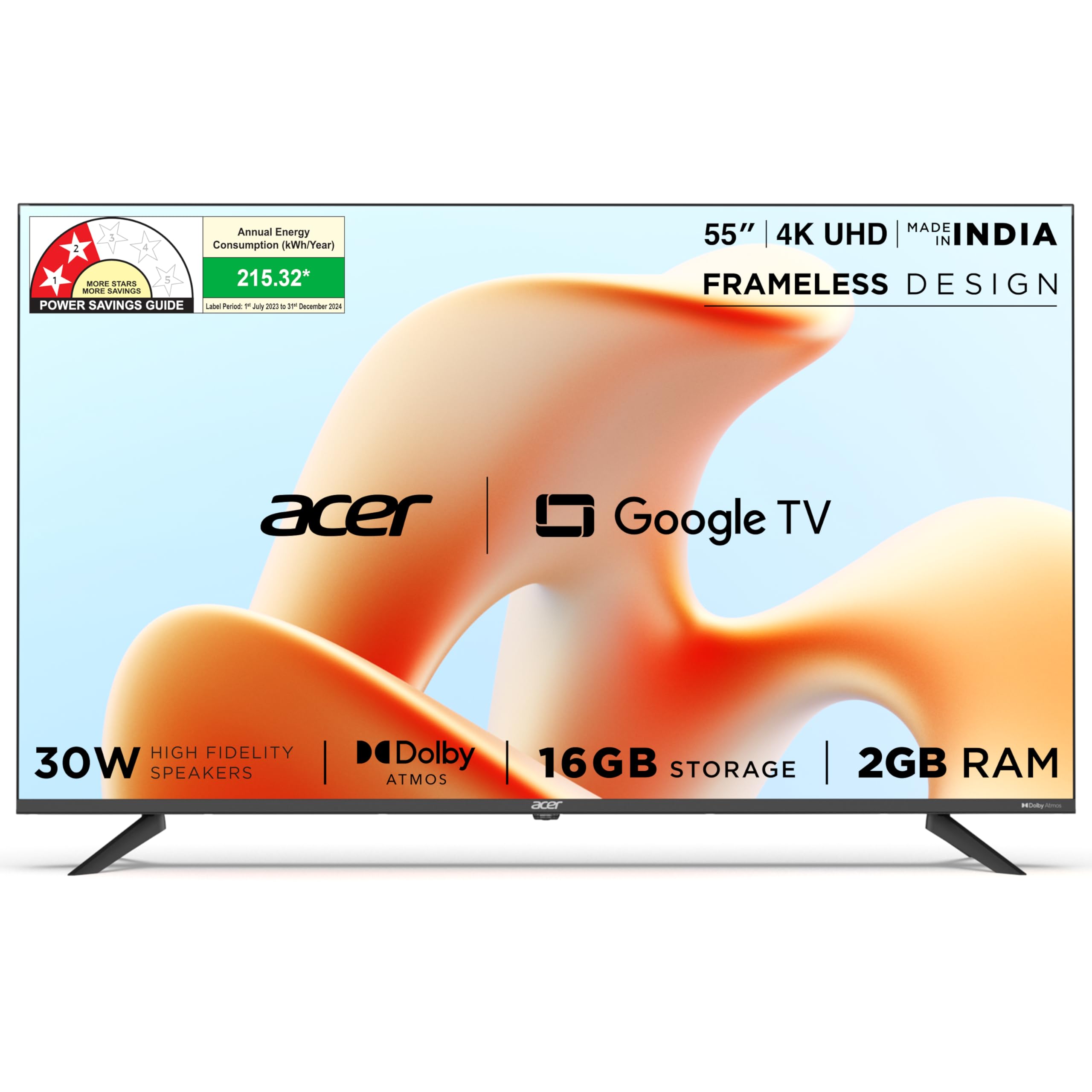 Acer 139 cm (55 inches) G Plus Series 4K Ultra HD LED Smart Google TV AR55UDGGR2851AD