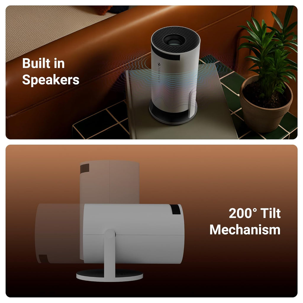 Zebronics PixaPlay® 73 Android Smart Projector, 720p Native, Support 4K, OTT Apps (Netflix, PrimeVideo, Hotstar), 200° Rotatable, 3300 Lumens, Auto Keystone, Miracast, 3W Speaker, 130" Screen, WiFi|BT