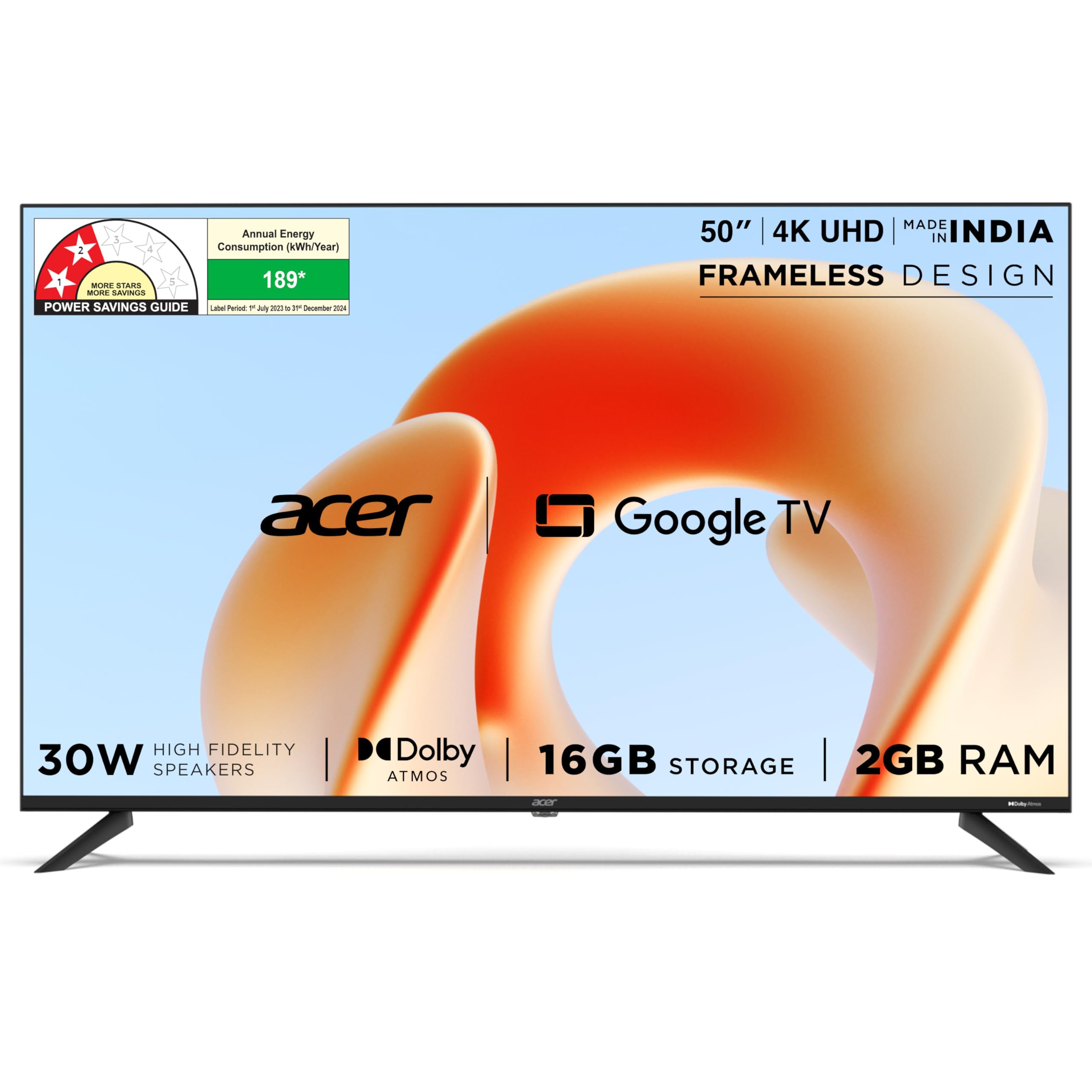 Acer 139 cm (55 inches) G Plus Series 4K Ultra HD LED Smart Google TV AR55UDGGR2851AD