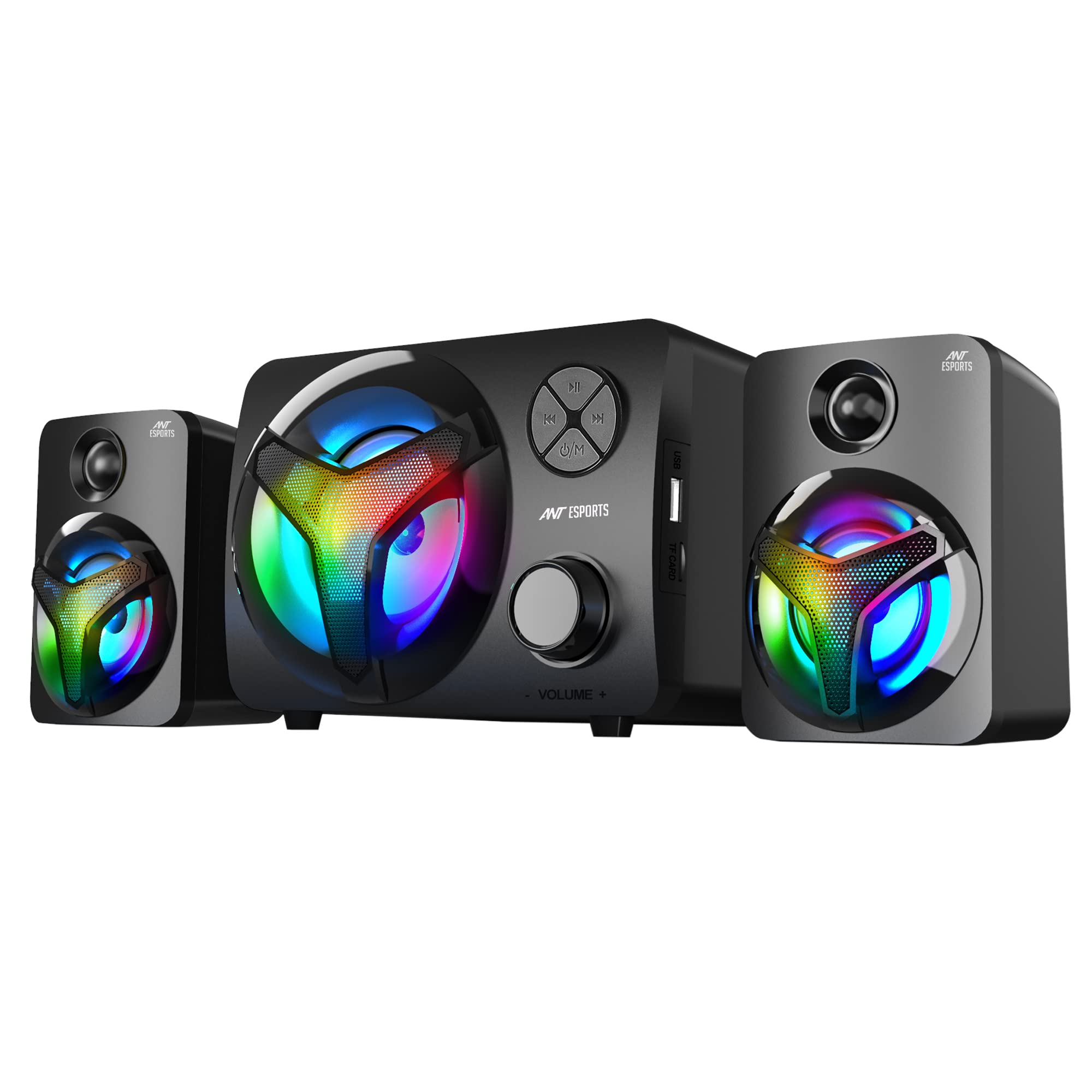 Ant Esports GS170 Gaming Speaker for PC, Stereo 2.0 USB Powered Desktop Speaker with 3.5 mm Aux-in, in-line Volume Control, RGB LED Lights Mini Multimedia Speakers for PC, Laptop, Tablet, Cellphone
