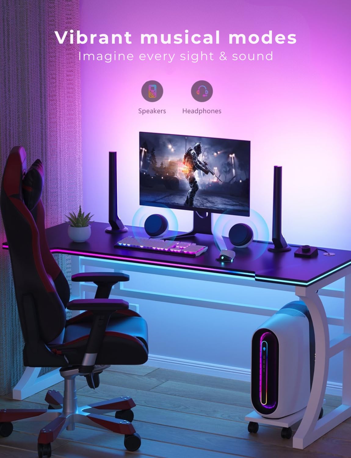 Apex RGBIC Smart Gaming Light Bars with wireless Smart Controller, Wi-Fi Smart LED Gaming Lights with Music Modes and 60+ Scene Modes Built, Works with Alexa & Google Assistant, Game Room Lights Decor