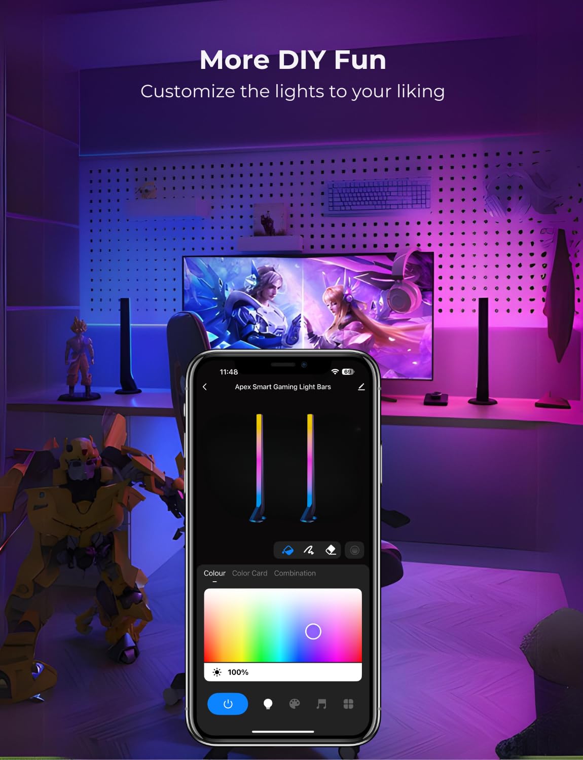 Apex RGBIC Smart Gaming Light Bars with wireless Smart Controller, Wi-Fi Smart LED Gaming Lights with Music Modes and 60+ Scene Modes Built, Works with Alexa & Google Assistant, Game Room Lights Decor