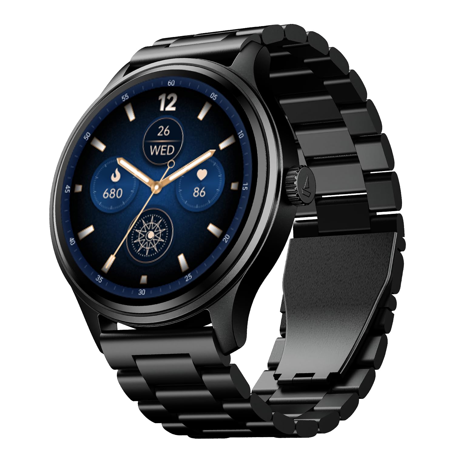 Boat Lunar Discovery w/ 1.39" (3.5 cm) HD Display, Turn-by-Turn Navigation, DIY Watch Face Studio, Bluetooth Calling, Emergency SOS, QR Tray, Smart Watch for Men & Women(Active Black)