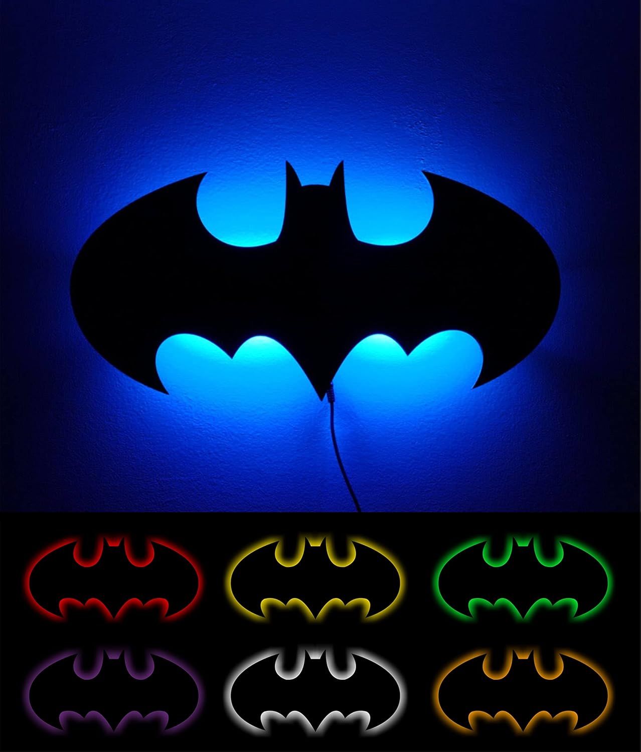 AD INFINITUM LED Wall Lamp, Comic Lover, Bat Cave, Night Lamp, for Gift, Kids Room, Gaming Setup, Gaming Room, Man Cave (Dark_Knight-Multicolor)