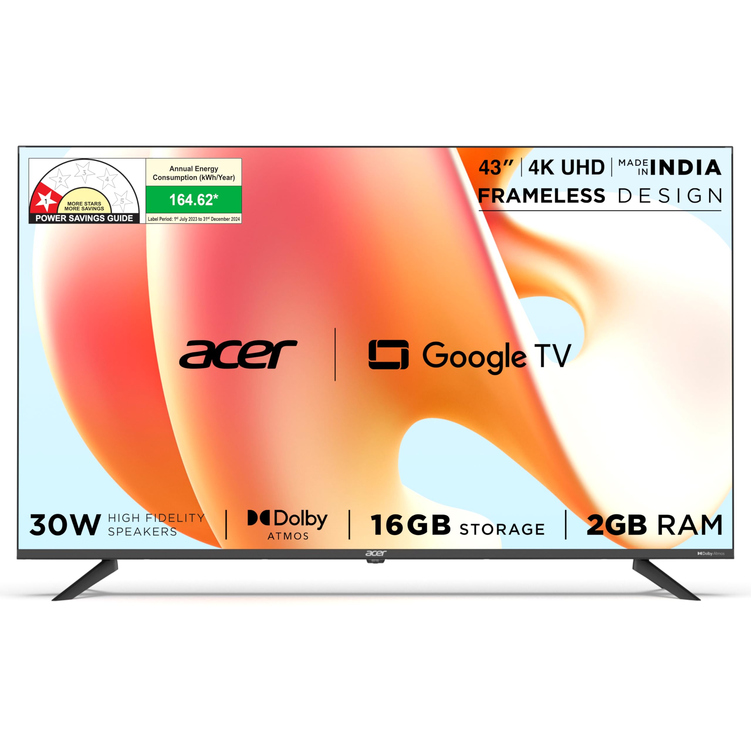 Acer 139 cm (55 inches) G Plus Series 4K Ultra HD LED Smart Google TV AR55UDGGR2851AD