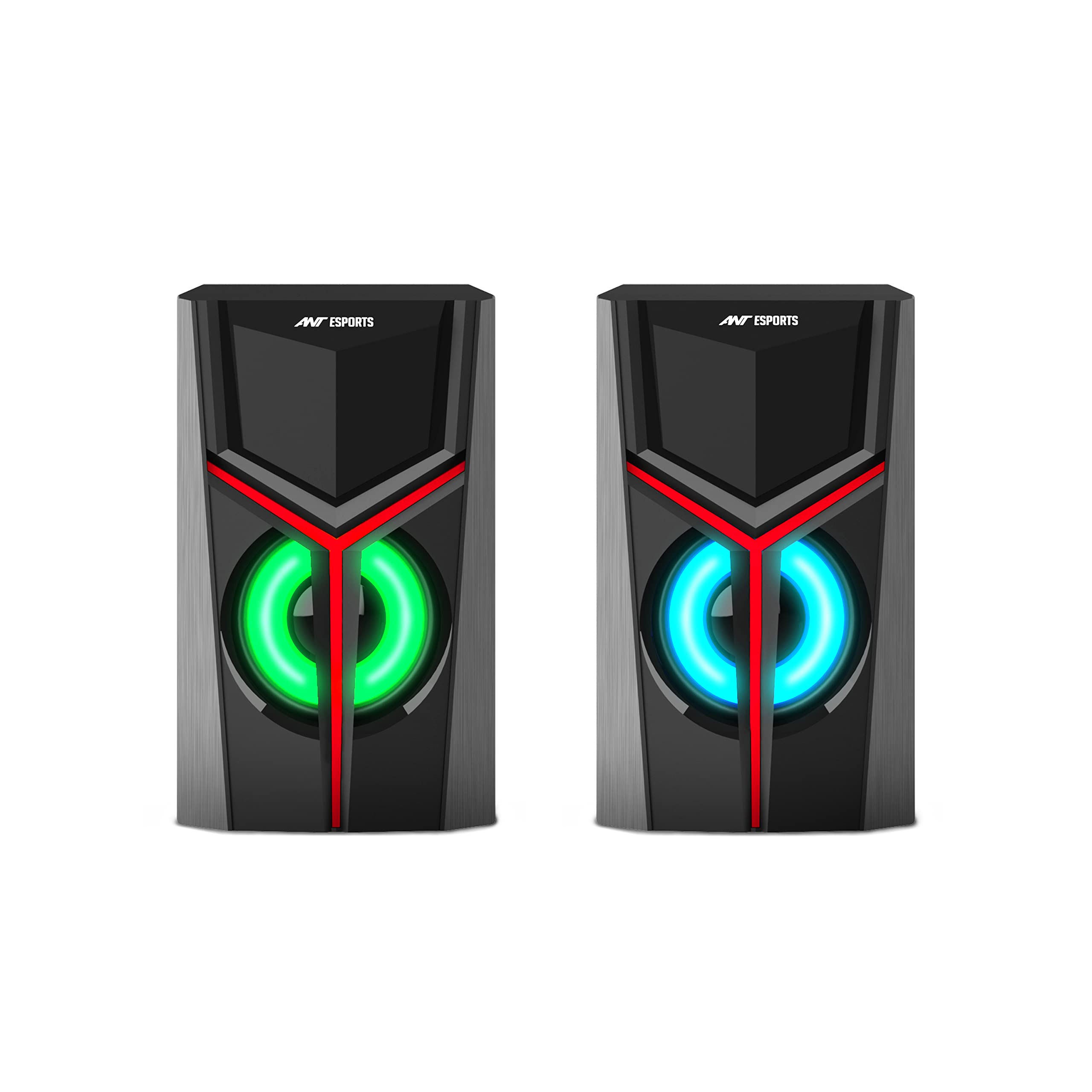Ant Esports GS170 Gaming Speaker for PC, Stereo 2.0 USB Powered Desktop Speaker with 3.5 mm Aux-in, in-line Volume Control, RGB LED Lights Mini Multimedia Speakers for PC, Laptop, Tablet, Cellphone