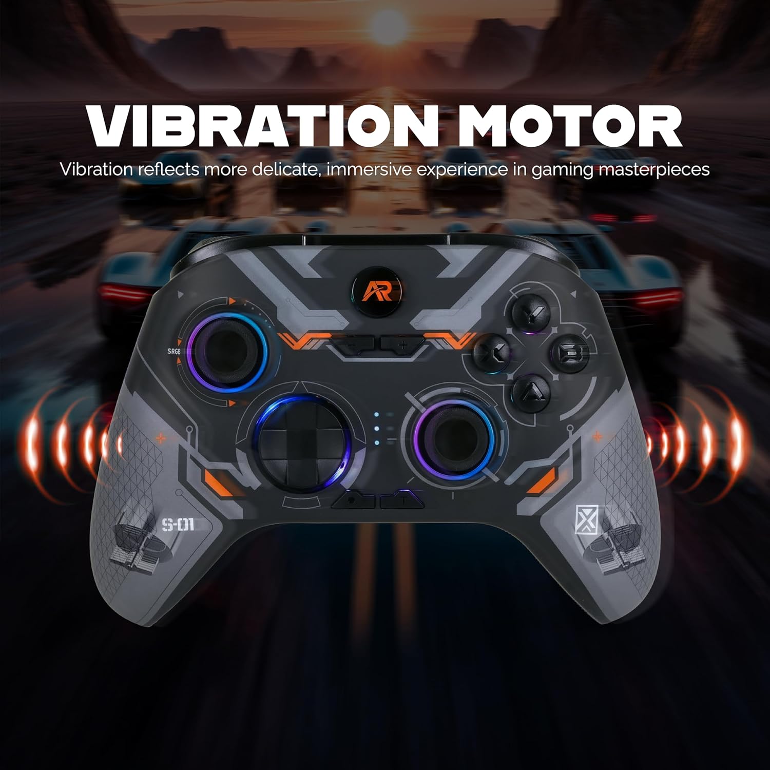 ARcNet Wireless Gaming Controller for PC, Windows 10/11, PS3, Android & IOS | A-170 Gamepad with Hall Effect Joysticks & Triggers, RGB Lighting, Dual Vibration, & Turbo Function (Black)