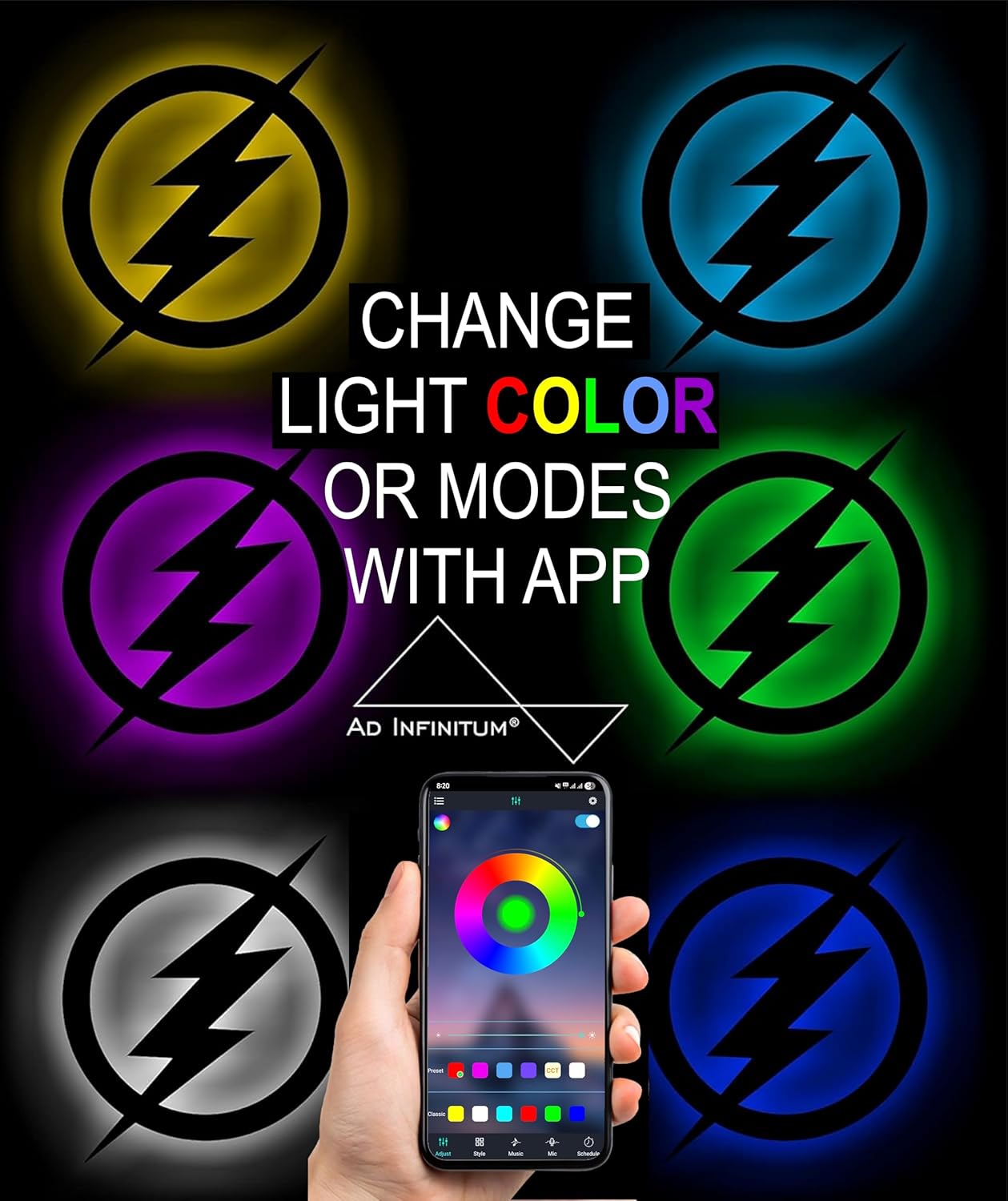 AD INFINITUM LED Wall Lamp, Comic Lover, Bat Cave, Night Lamp, for Gift, Kids Room, Gaming Setup, Gaming Room, Man Cave (Dark_Knight-Multicolor)