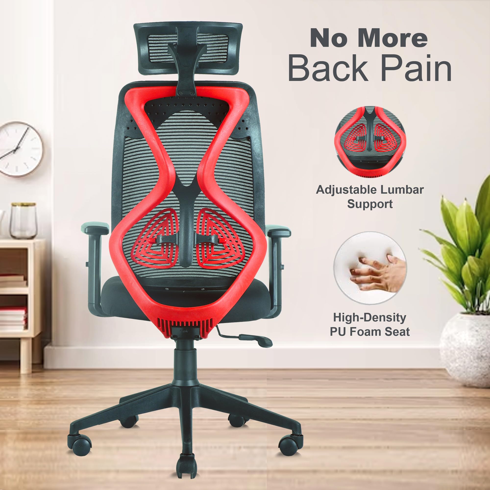 ASTRIDE Ergofit Ergonomic Office Chair for Home | 3-Years Warranty | 2D Headrest, Adjustable Arms & Lumbar Support | Tilt Lock Mechanism [Heavy Duty Chromium Metal Base, Grey-White]