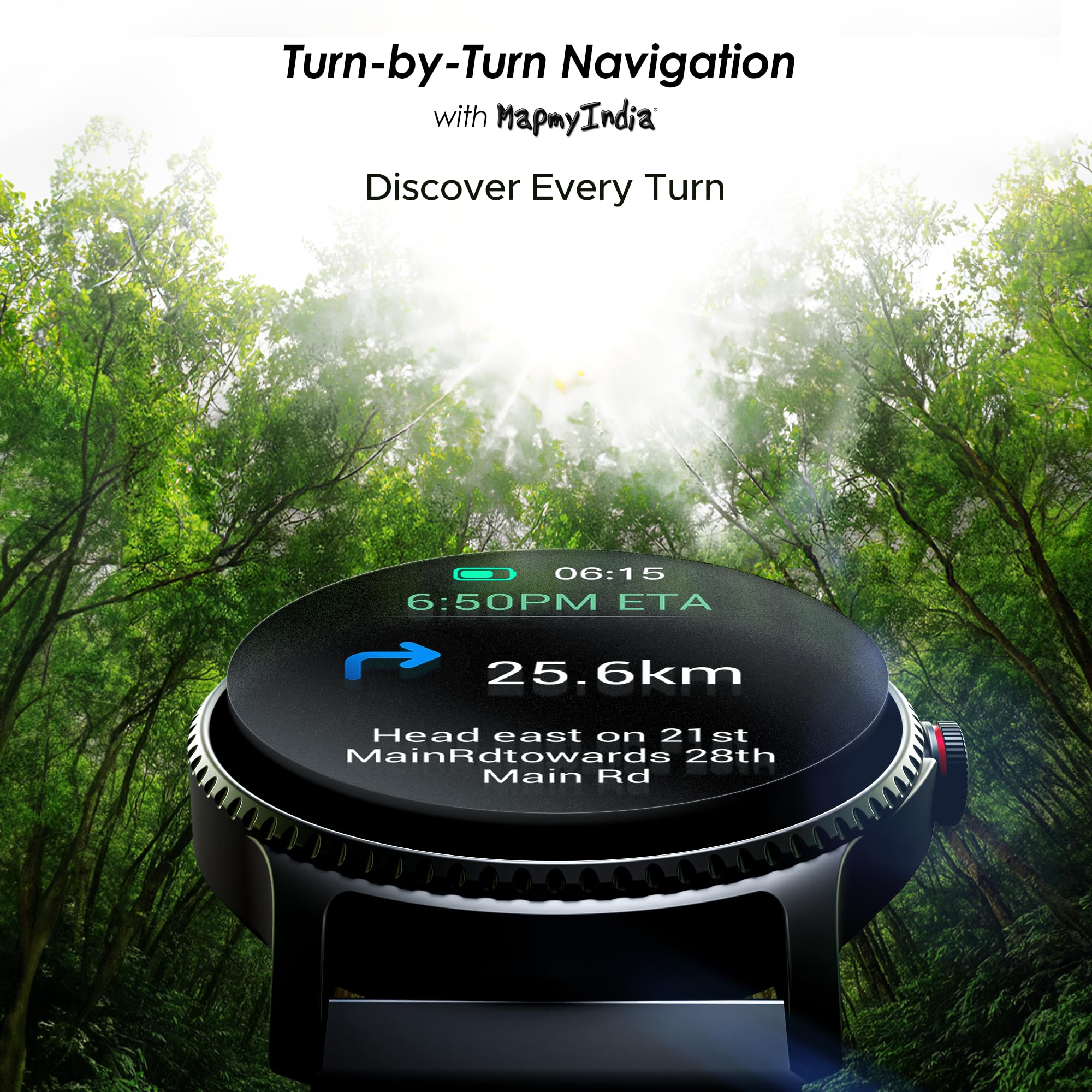 Boat Lunar Discovery w/ 1.39" (3.5 cm) HD Display, Turn-by-Turn Navigation, DIY Watch Face Studio, Bluetooth Calling, Emergency SOS, QR Tray, Smart Watch for Men & Women(Active Black)