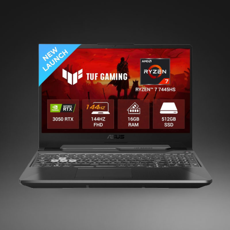 ASUS TUF A15 (2025), AMD Ryzen 7 7445HS, Gaming Laptop(RTX 3050,75W TGP,16GB DDR5(Upgradeable Upto 64GB )512GB SSD,FHD,15.6",144Hz,RGB Keyboard,48Whrs,Windows 11,Graphite Black,2.3 Kg) FA506NCG-HN199W